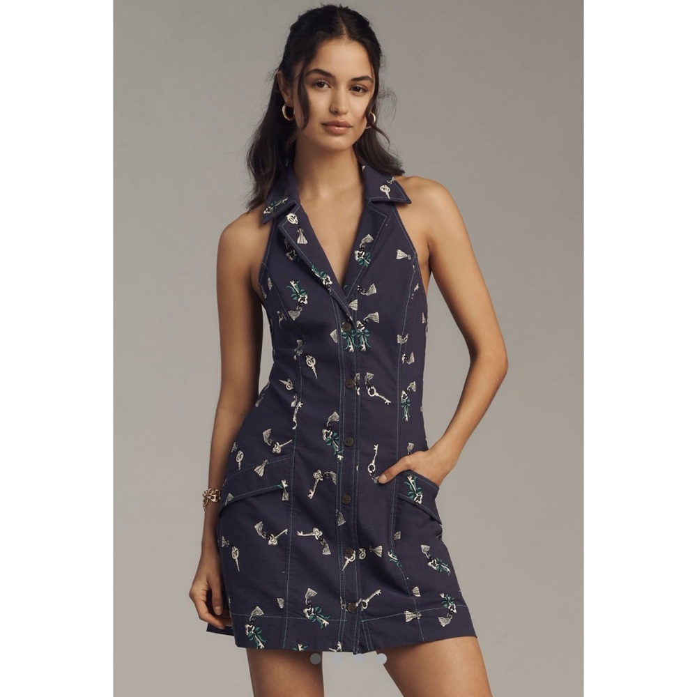 Anthropologie Maeve The Amelia Collared Blazer Mini Dress Vacation NWT Sz L